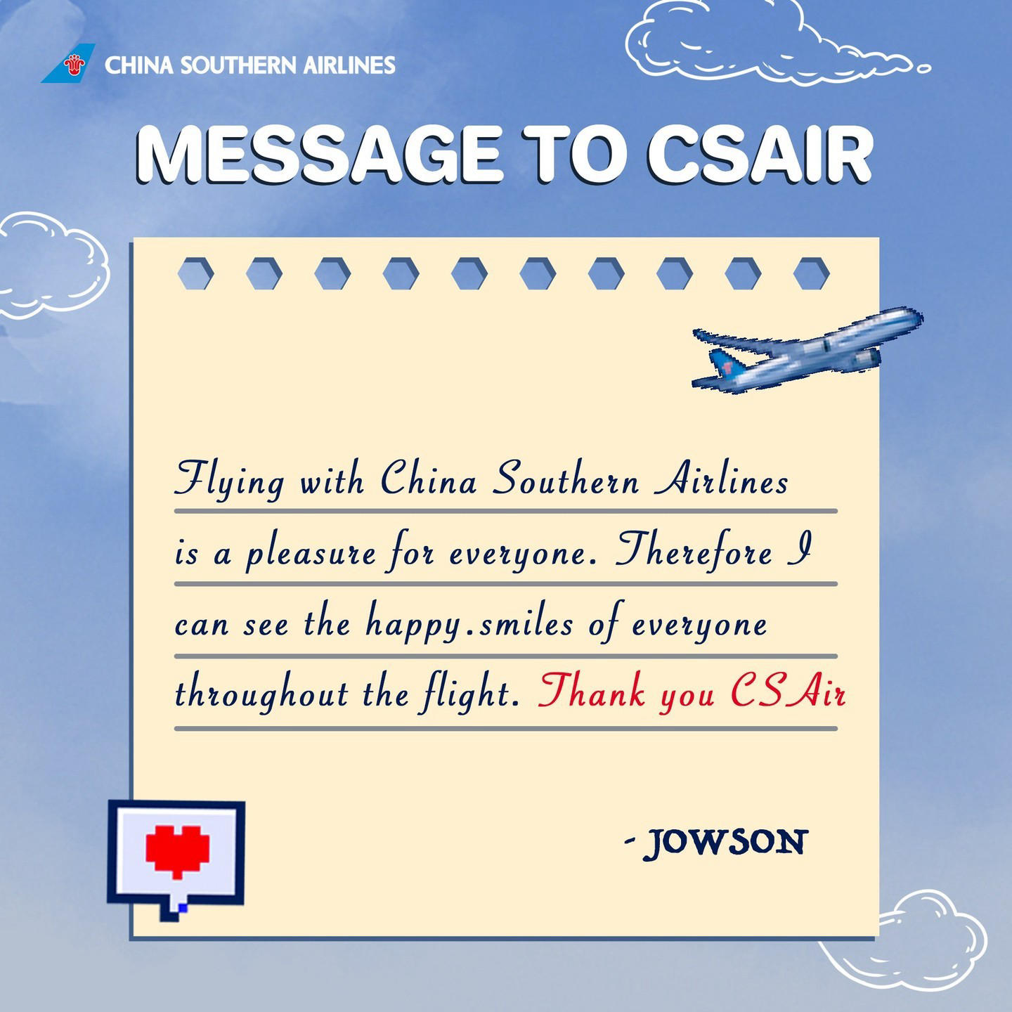 China Southern Airlines - Winter or Summer, rain or snow, your China Southern Airlines flight crew w