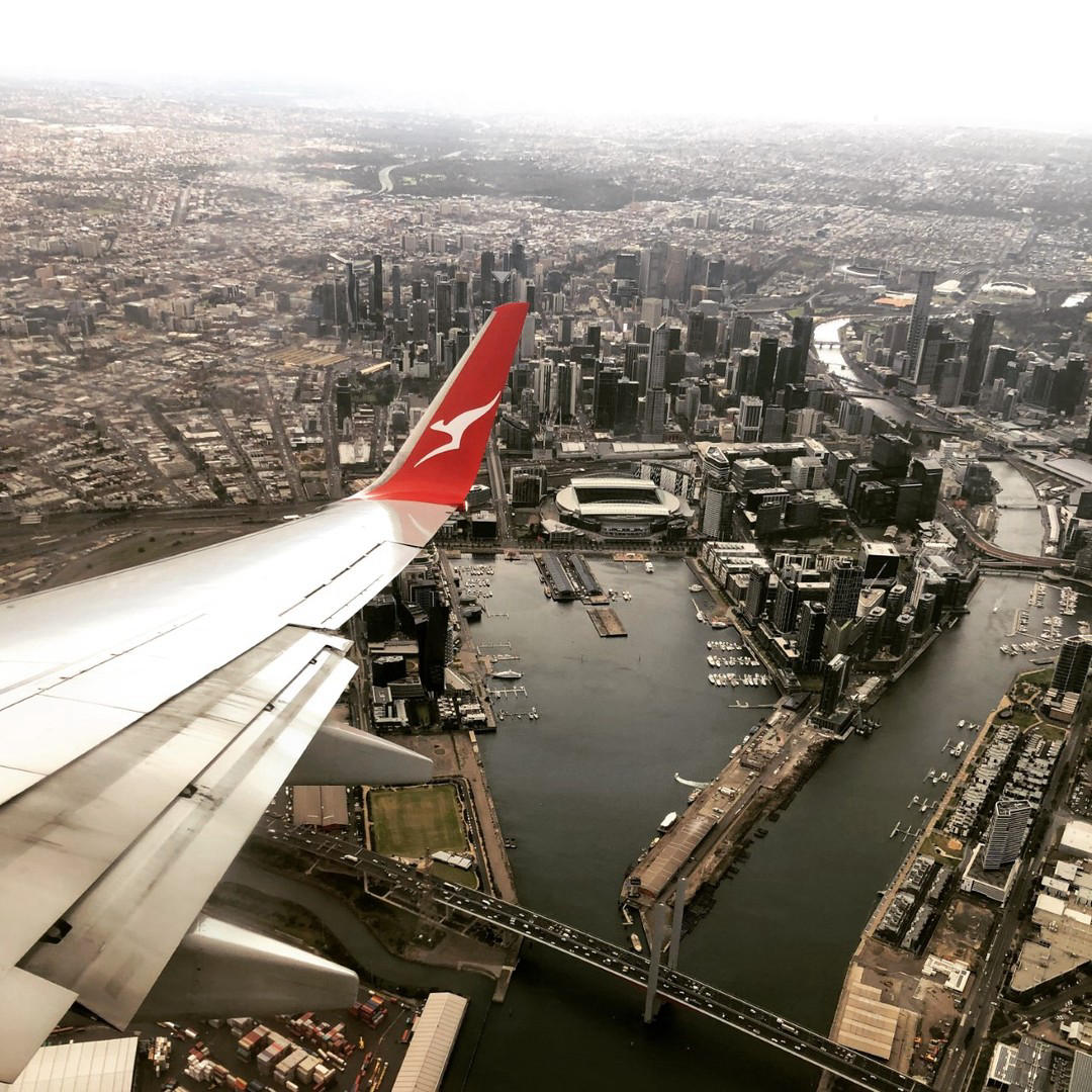 Qantas - The incredible Melbourne skyline from above